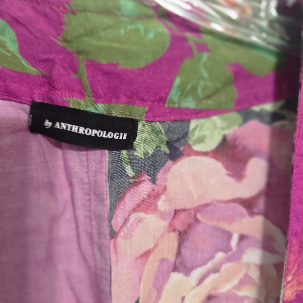 Anthropologie Floral and Geometric Kimono - Pink, Green, Black - Picture 4 of 9
